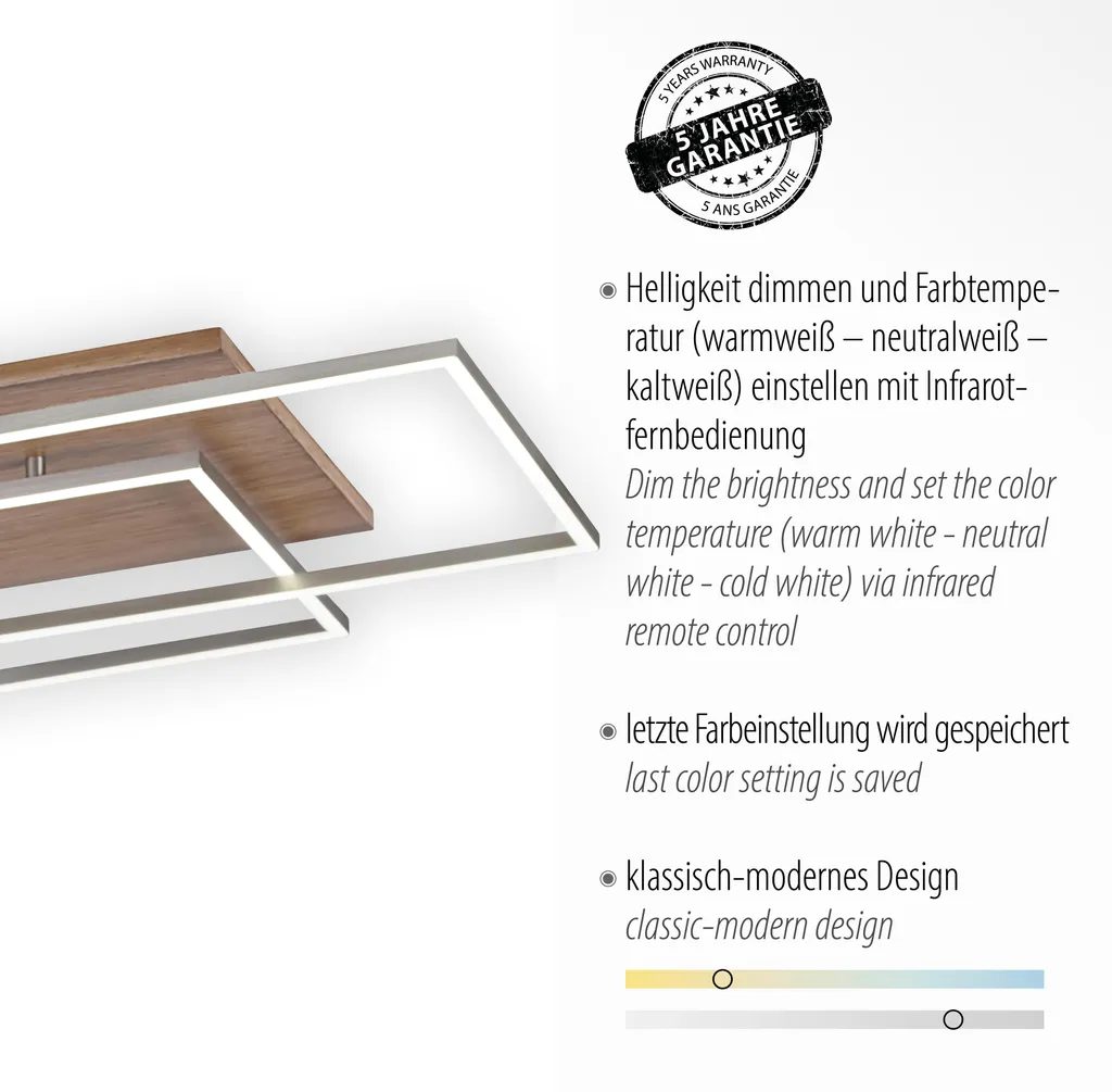 Plafonnier LED intensité variable marron bois composite design 82 x 50 cm - 4