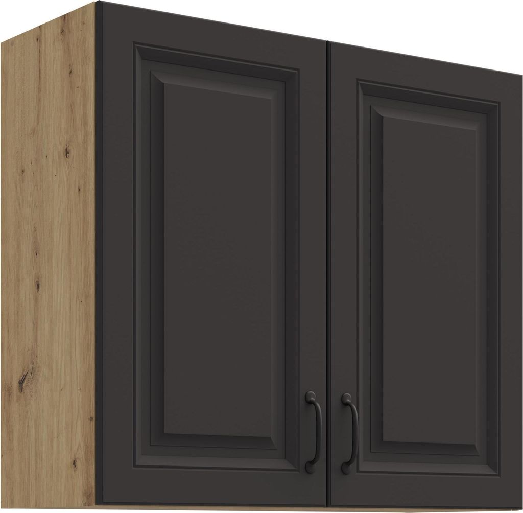 Hängeschrank 80 cm Stilo Grau + Eiche Artisan Küchenzeile Produktbild 