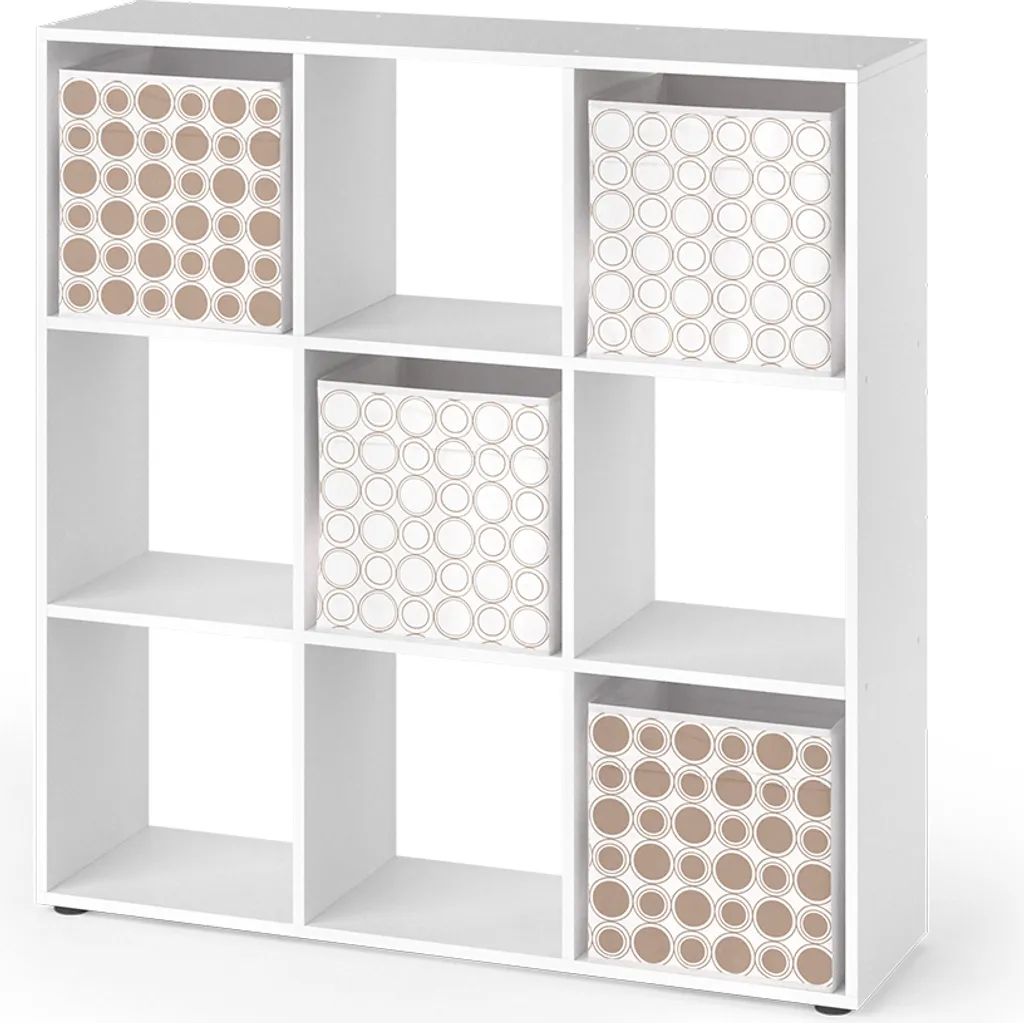 Bibliothèque Enfant Blanche 104x108 cm avec 4 Bacs de Rangement Vicco