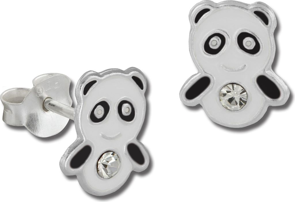Teenie-Weenie Ohrstecker Kinder Silber schwarz weiß Panda Ohrringe SDO8125S