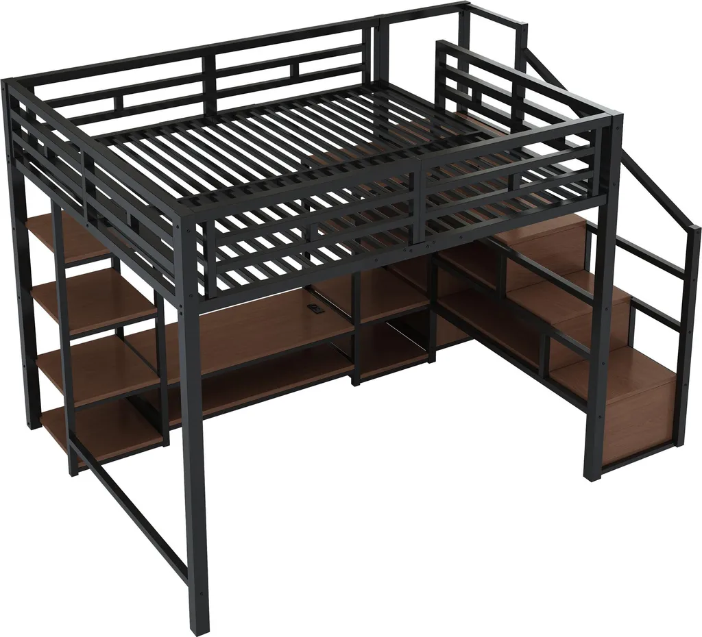 Lit Mezzanine 140x200 Stable en Métal Noir : Optimisez votre Chambre