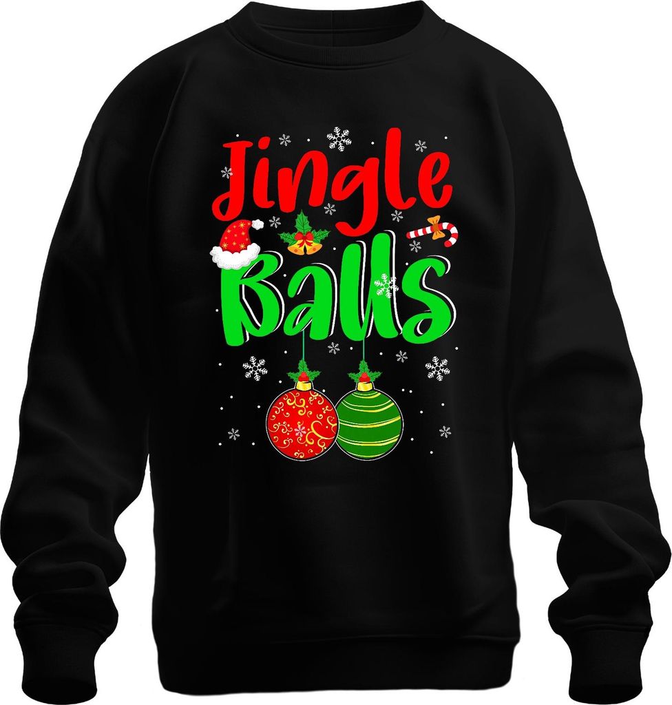 Jingle Balls Weihnachten Weihnachtskugeln Lustig Geschenk Uni Sweatshirt Pullover, Schwarz, XL