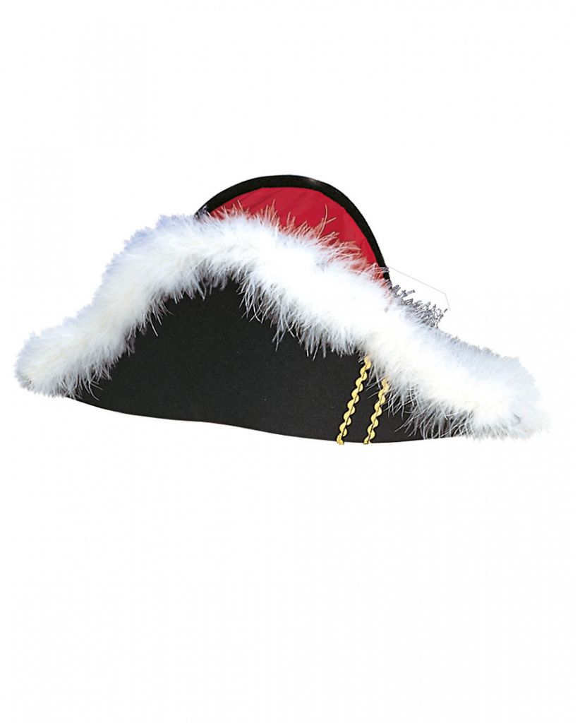 Schwarzer Napoleon Hut aus Filz mit Federflaum für Fasching Produktbild 