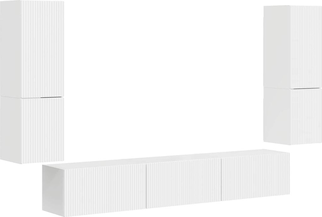 TV-Schrankset Wandmontiert 4 pcs Hochglanz Weiß Holzwerkstoff