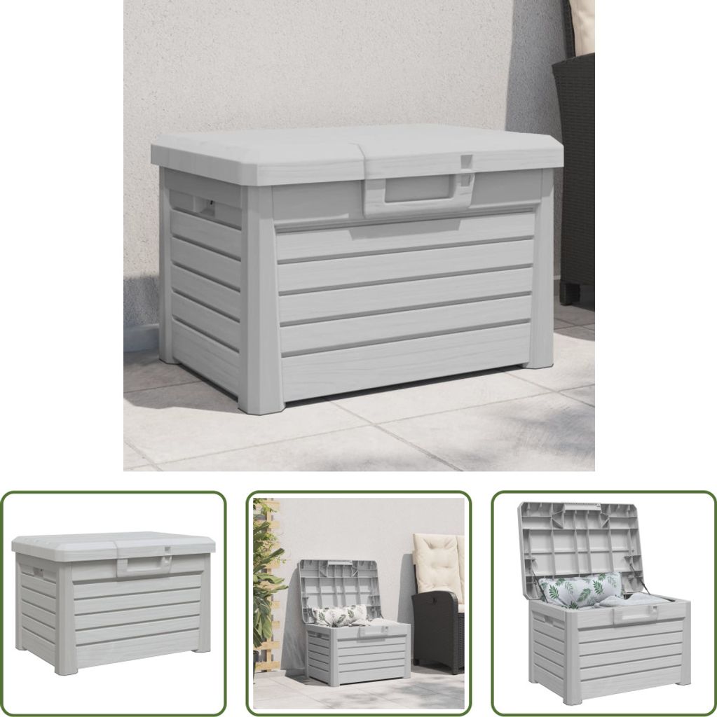 The Living Store Outdoor-Kissenbox Grau 73x50,5x46,5 cm Polypropylen
