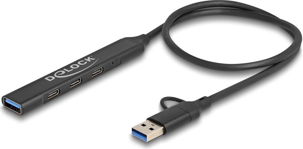 Delock 4 Port Slim USB Hub mit USB Type-C oder USB Typ-A