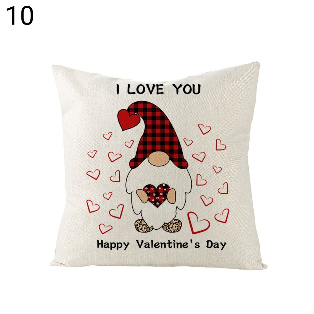 Valentinstag Kissenkoffer Romantische bequeme Berührung Plaid 45x45 cm Leinen Valentiner lieben dekorative Kissenbezug für Sofa Couch Bett-10