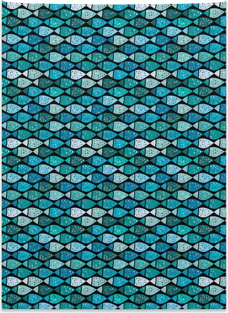 Abakuhaus Fisch Wandteppich, Gekritzel-Aquarium-Grafik aus Weiches Mikrofaser Stoff Kein Verblassen Klare Farben Waschbar, 110 x 150 cm, Mehrfarbig