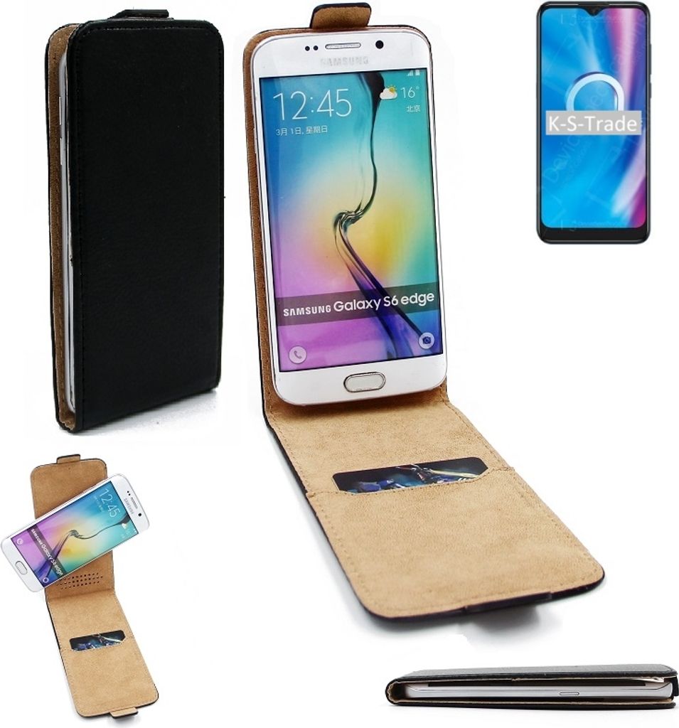K-S-Trade Schutzhülle Handyhülle kompatibel mit Alcatel 1S (2020) Flipstyle 360° Smartphone Tasche, schwarz, Case Flip cover