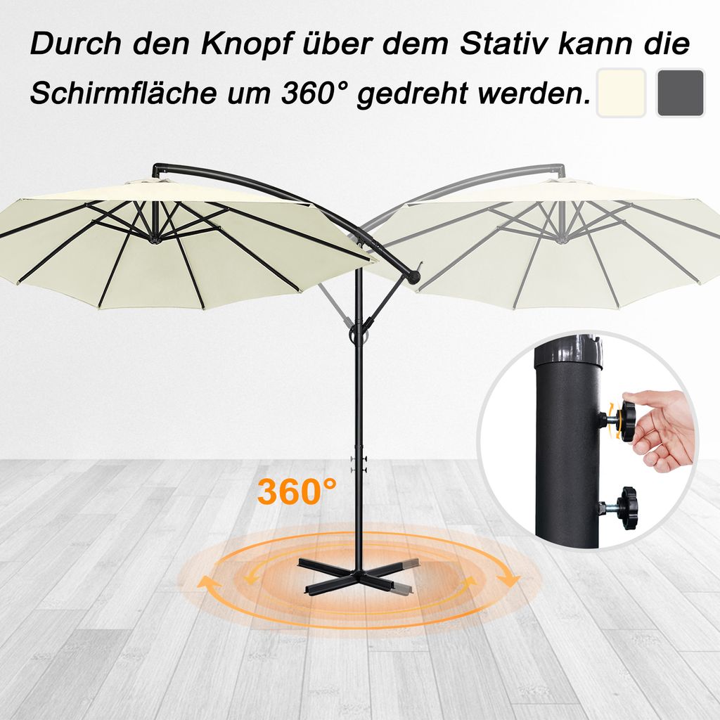LZQ ALU Sonnenschirm Gartenschirm Ø350cm Terrassenschirm Produktbild 10