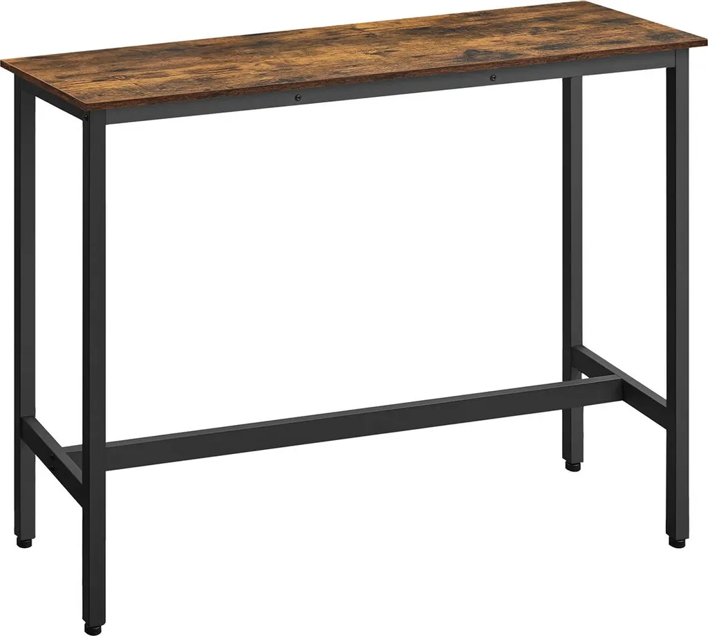 Table haute de bar rectangulaire style industriel vintage marron