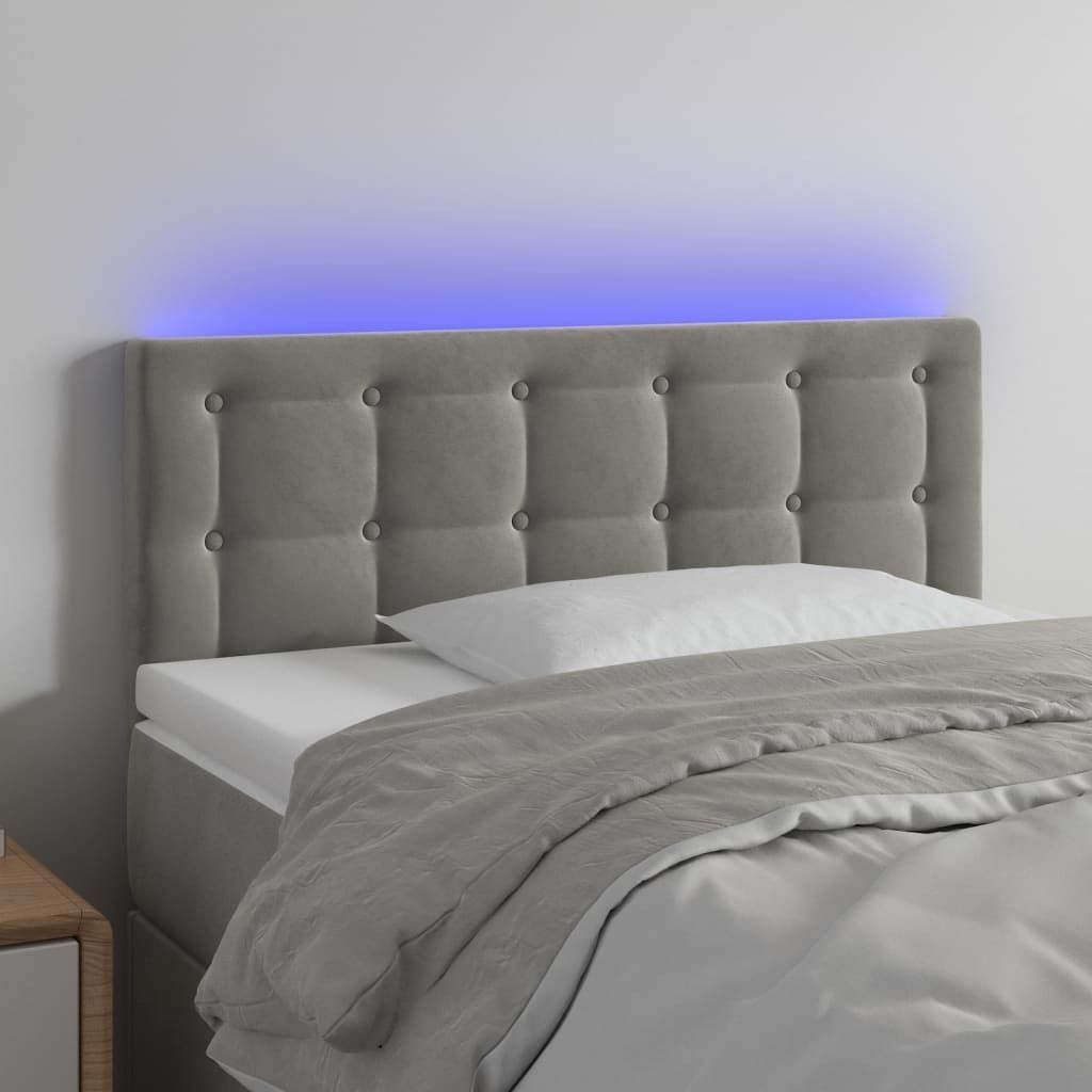 The Living Store LED Kopfteil Hellgrau 80x5x78/88 cm Samt