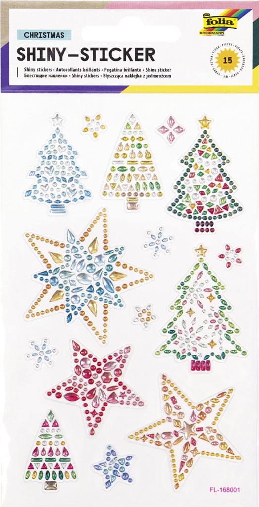 folia Weihnachts-Sticker Shiny CHRISTMAS 1 Blatt à 15 Sticker