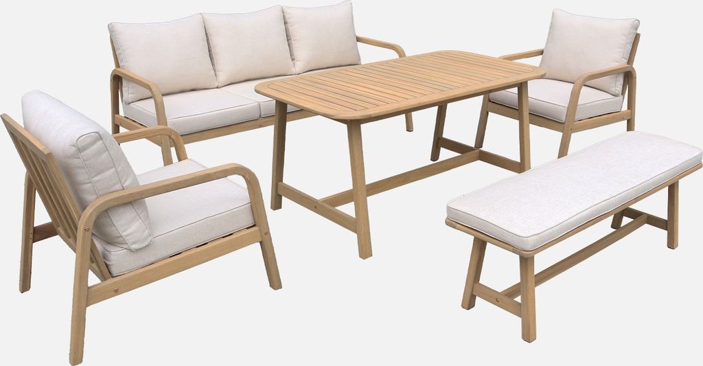 sweeek - Gartenmöbelset für 7 Personen aus Akazienholz - Produktbild 