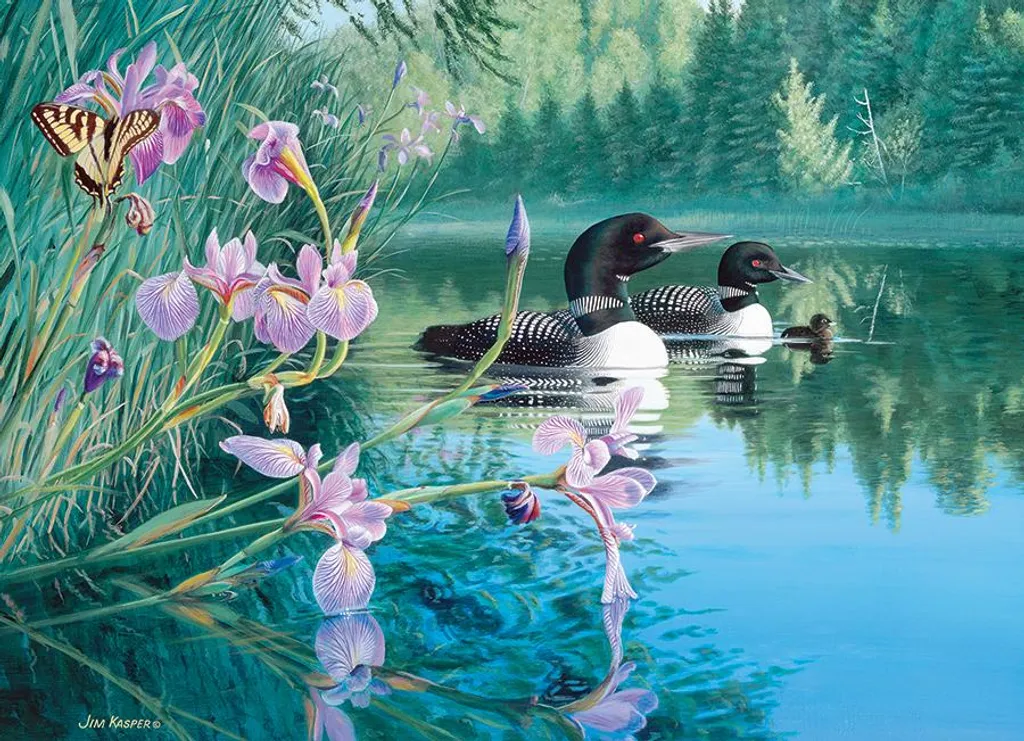 Puzzle Iris Cove Loons 500 pièces - Finition Lin et Pièces Uniques