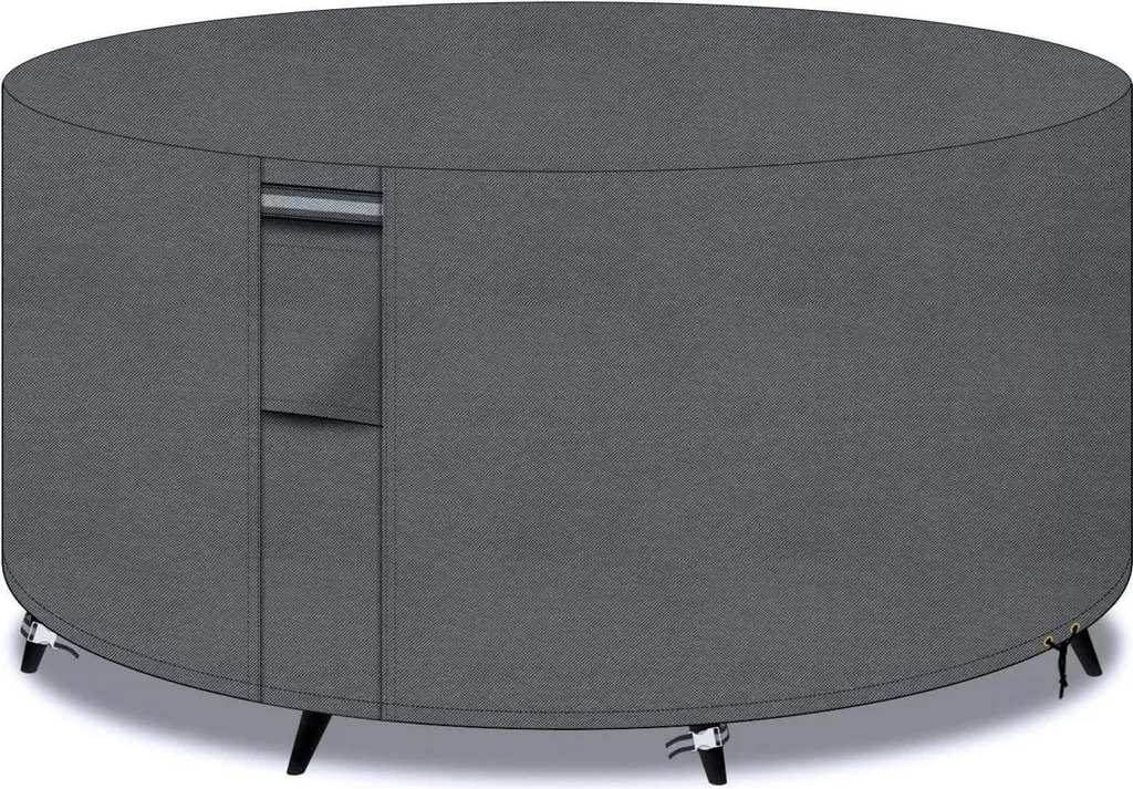 PATIO PLUS Housse Salon de Jardin Ronde 190x80cm Noire Imperméable