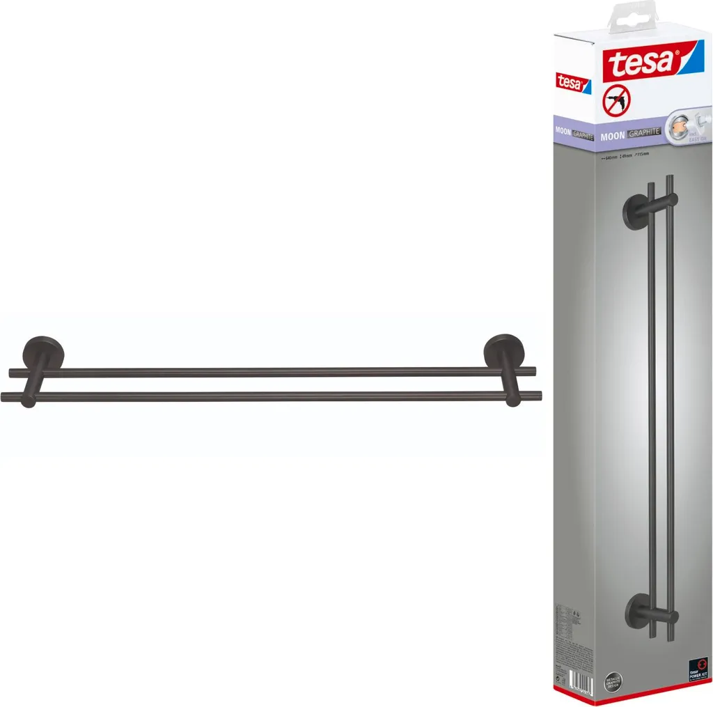 tesa MOON Graphite Portasciugamani Doppio 40595 | Design PVD Senza Fori