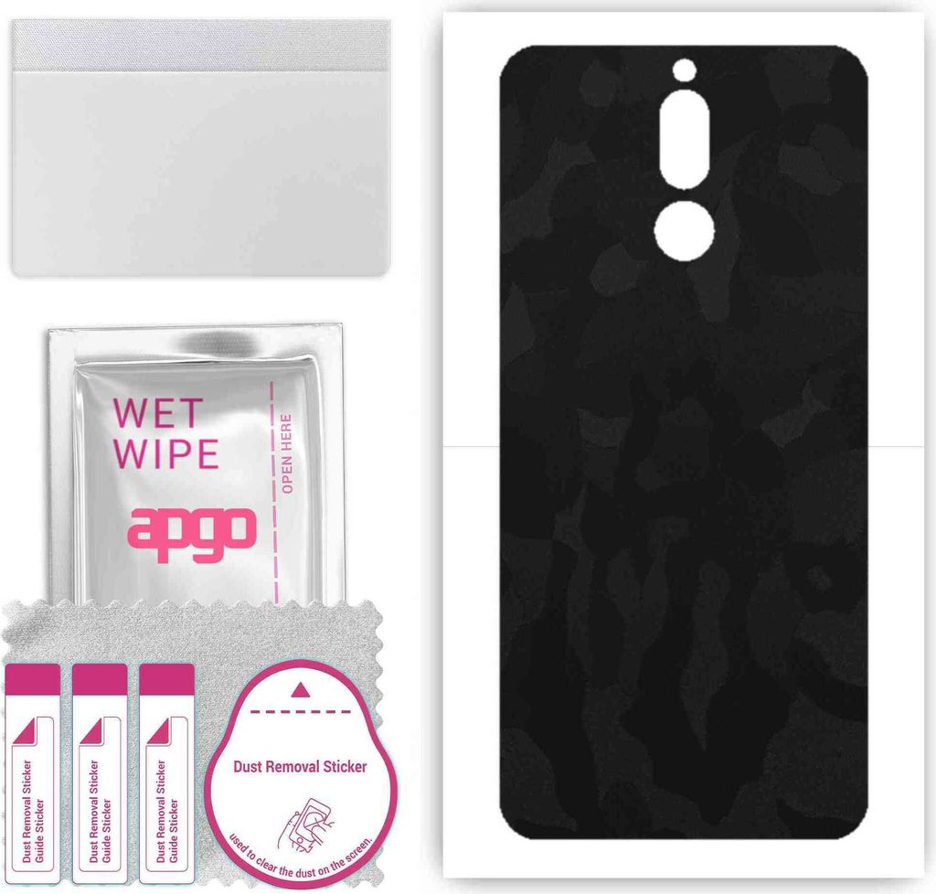 apgo Rückseite Schutzfolie, Skin, kompatibel mit Huawei Mate 10 Lite, Hinten Displayschutzfolie aus Vinylfolie, kratzfest, einfache Montage - Schw...