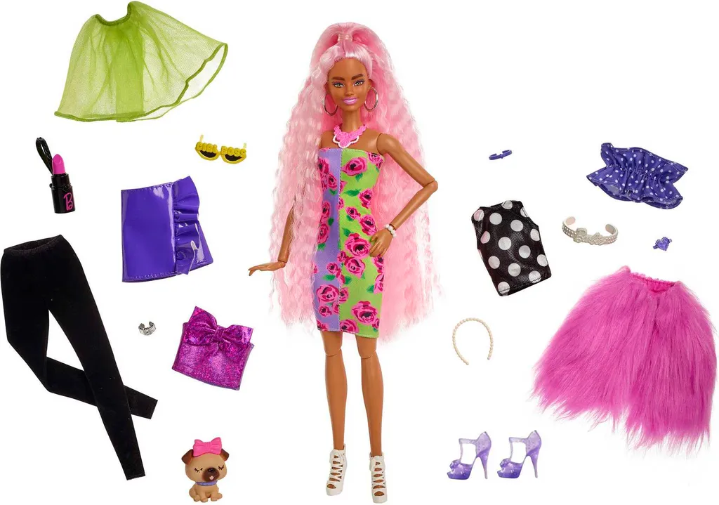 Coffret de Poupée Mannequin Barbie Extra avec Vêtements et Accessoires
