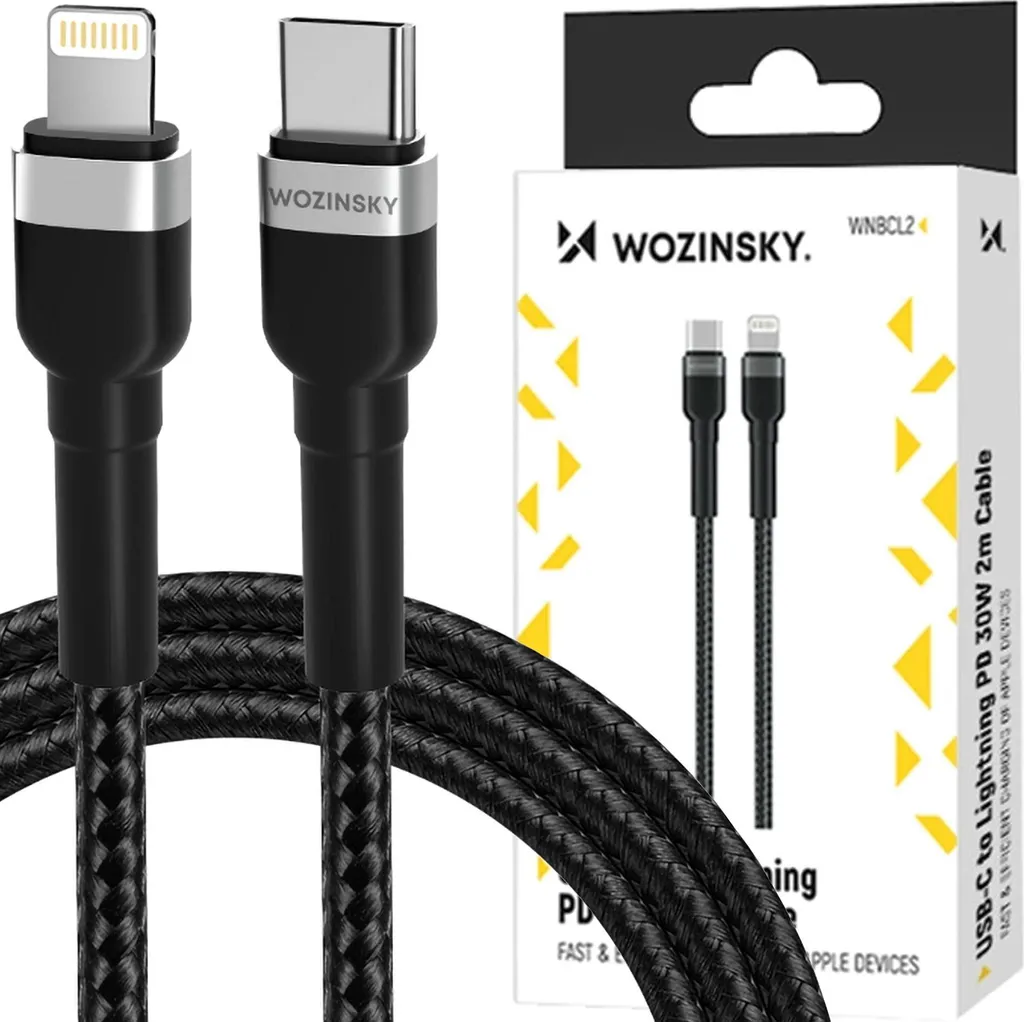 Cavo da Viaggio Wozinsky WNBCL2 2M USB-C Lightning PD 30W Nero
