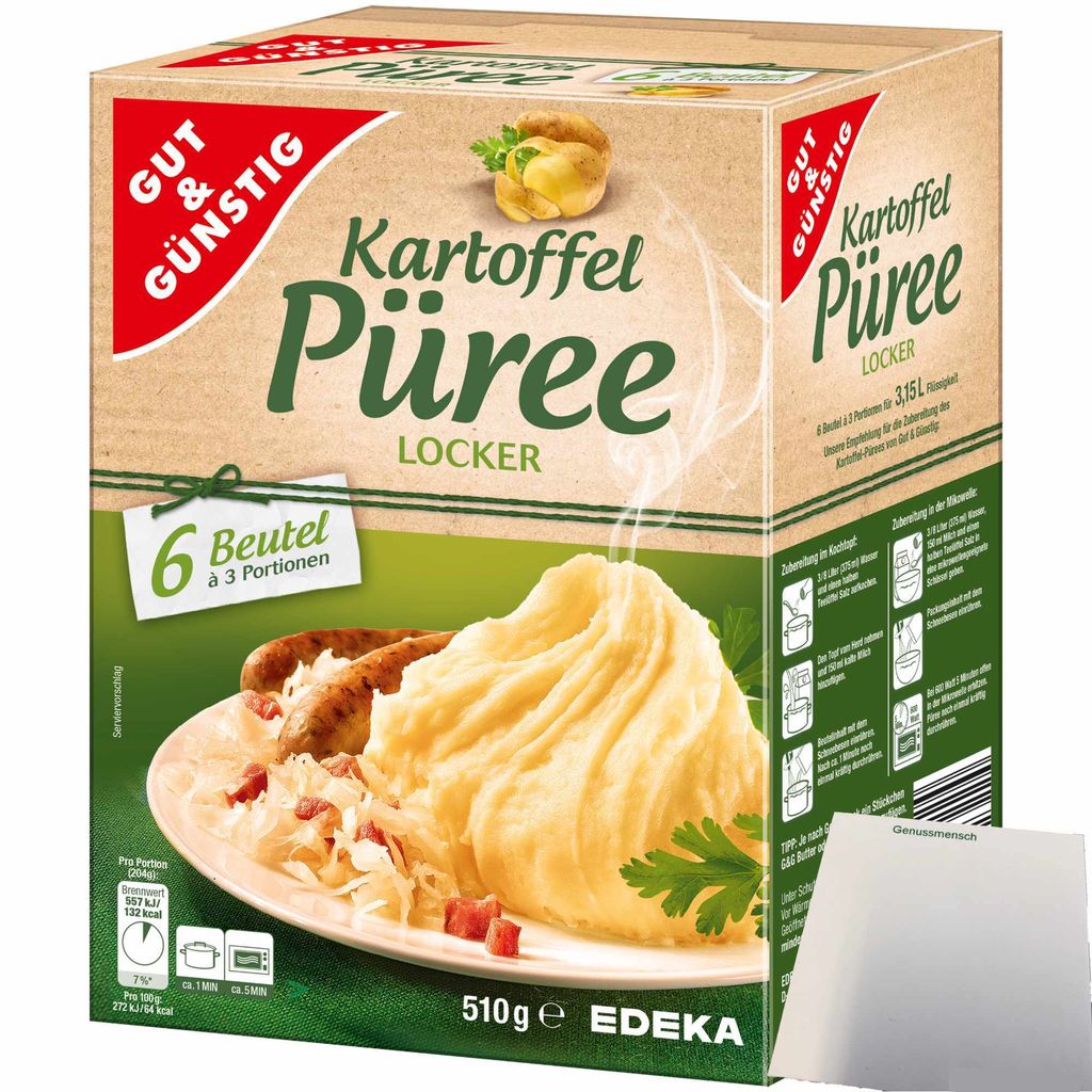 Gut & Günstig Kartoffelpüree 6x3 Portionen (510g Packung) + usy Block