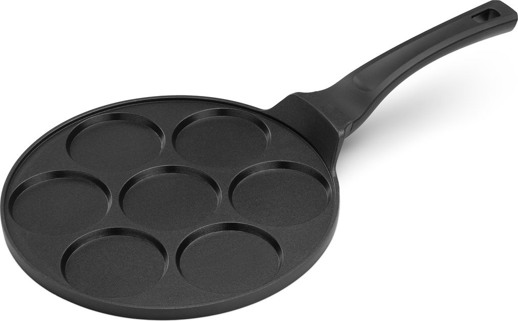 Navaris Augenpfanne Pancake Maker Blinipfanne - 27cm Pfanne Pfannkuchenpfanne mit 7 Löchern - Bratpfanne für alle Herdarten - Antihaftbeschichtung