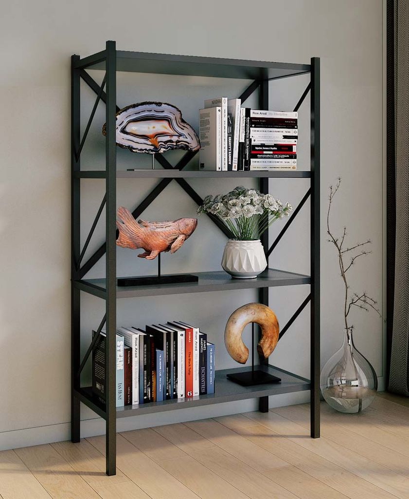 VCM Holz Metall Aufbewahrung Stand Regal Bücherregal Deko Bücher Standregal Insasi 4
