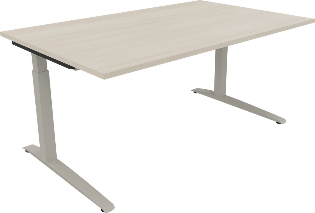 Schreibtisch Kufe Einzels. Quadrat B1600xT1000xH650-850 si/Akazie hell