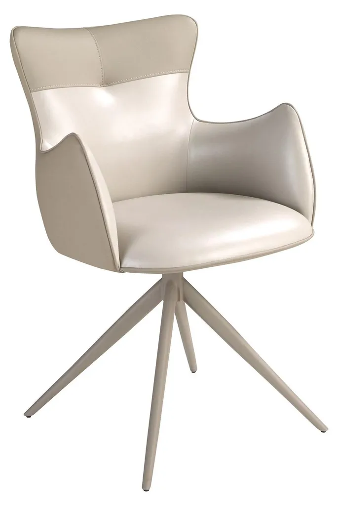 Siège pivotant 4203 en similicuir blanc cassé et grège pour bureau