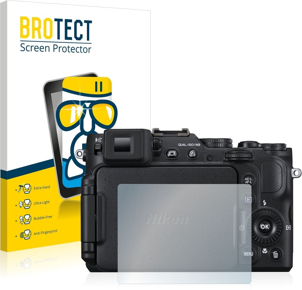 BROTECT Schutzglas für Nikon Coolpix P7800 Schutzfolie Panzer Folie Glas Display Schutz klar