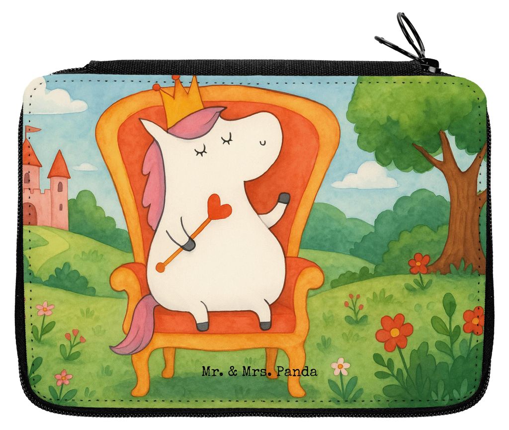Mr. & Mrs. Panda Schreibmappe Einhorn Prinzessin Design - Weiß - Geschenk, Federmäppchen, Federtasche, Geburtstag, Bleistiftetui, Monat, Mäppche...