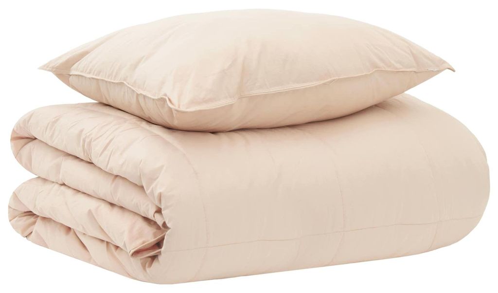 vidaXL Bettwäsche-Set Beige 135 x 200 cm Baumwolle, Kapok, Polyester