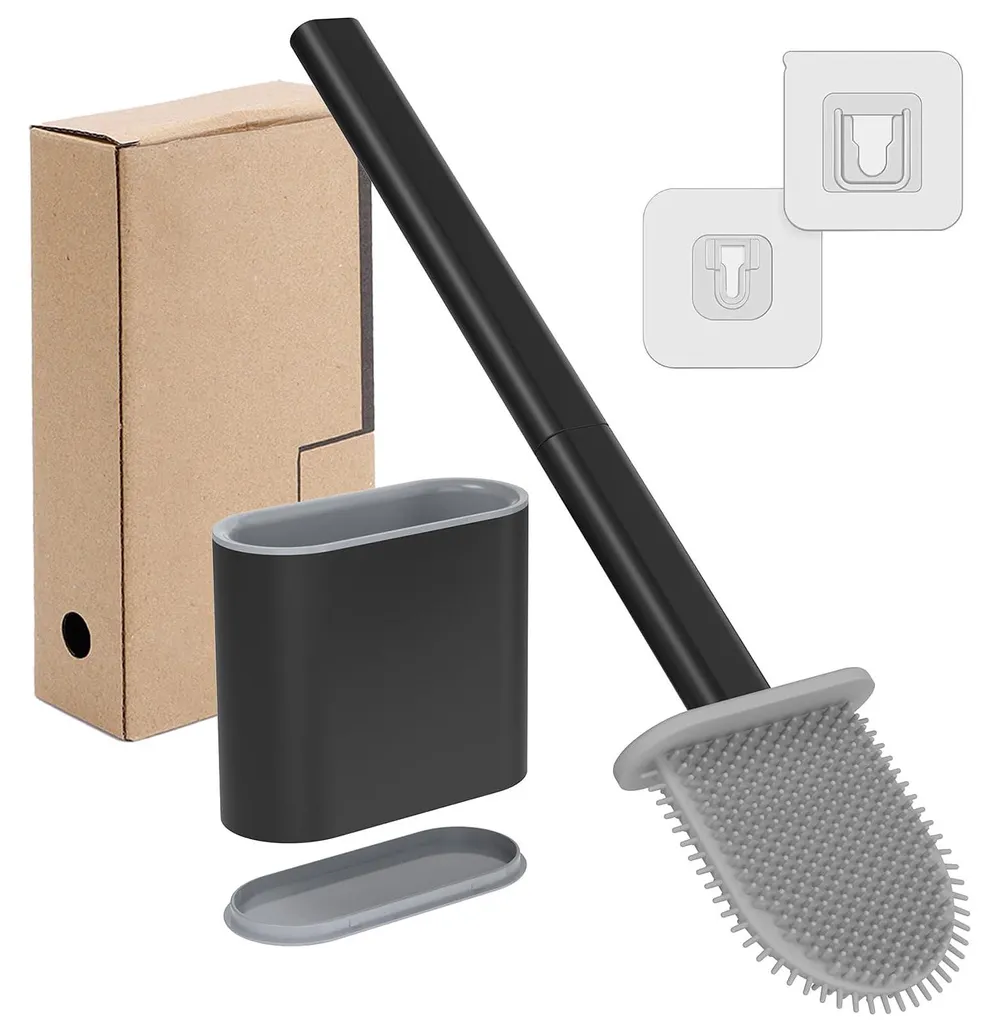 Brosse de toilettes silicone à séchage rapide et manche long ergonomique