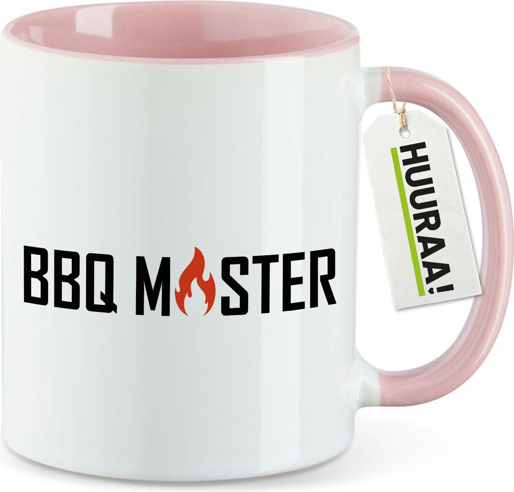 Huuraa Kaffeetasse BBQ Master Grillen 330ml Rosa Keramik Kaffeebecher Geschenkidee