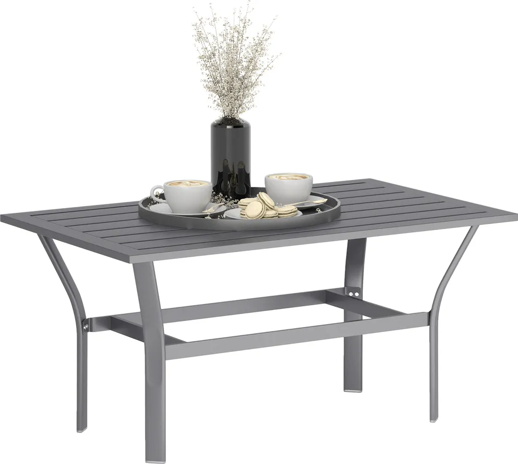 Table basse de jardin Outsunny rectangulaire en acier résistante UV