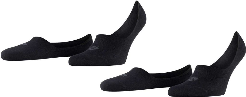 Burlington Herren Füßlinge, 2er Pack - Everyday IN, Anti-Slip Heel, einfarbig Schwarz 43-44