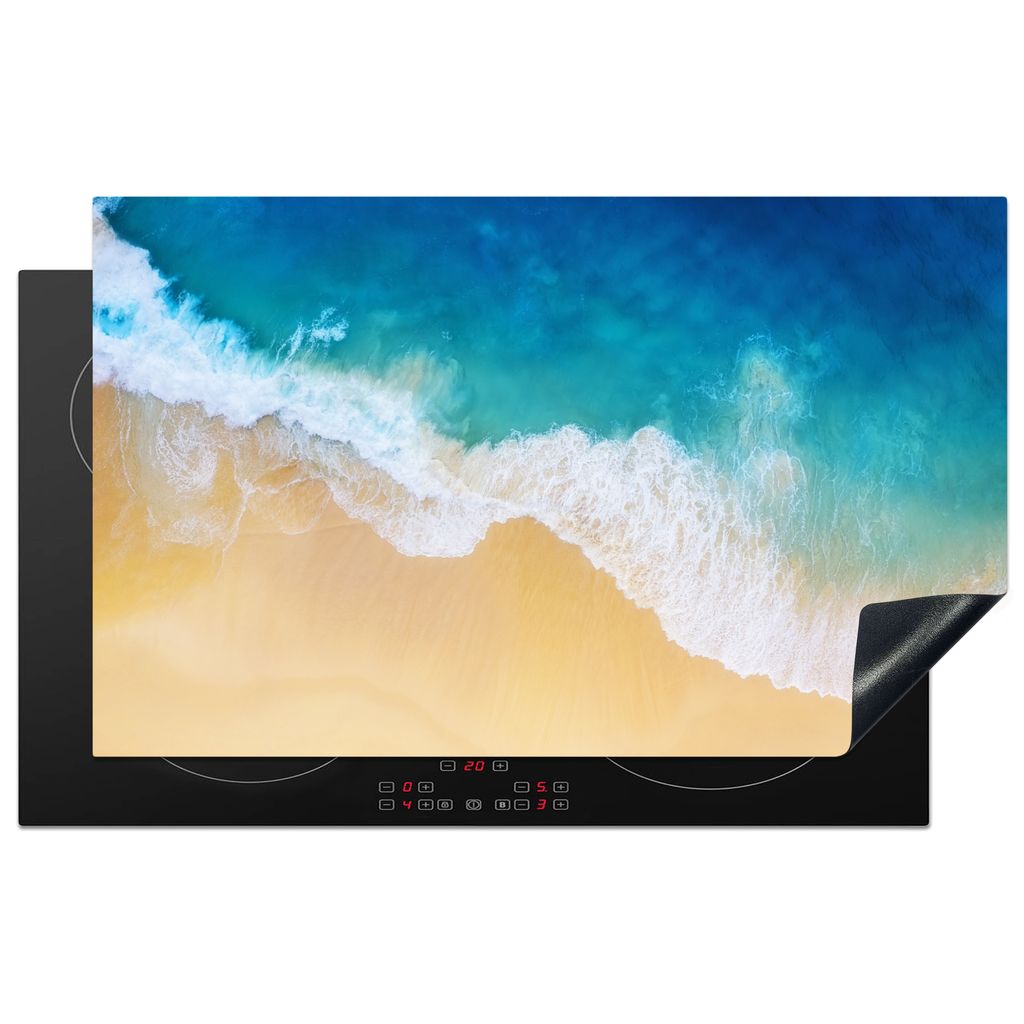 KitchenYeah Herdabdeckplatte Strand - Meer - Golf - Sand , 85x52cm, Küche Deko, Glaskeramikkochfeld Herdabdeckung, Abdeckplatte fùr Kochfeld