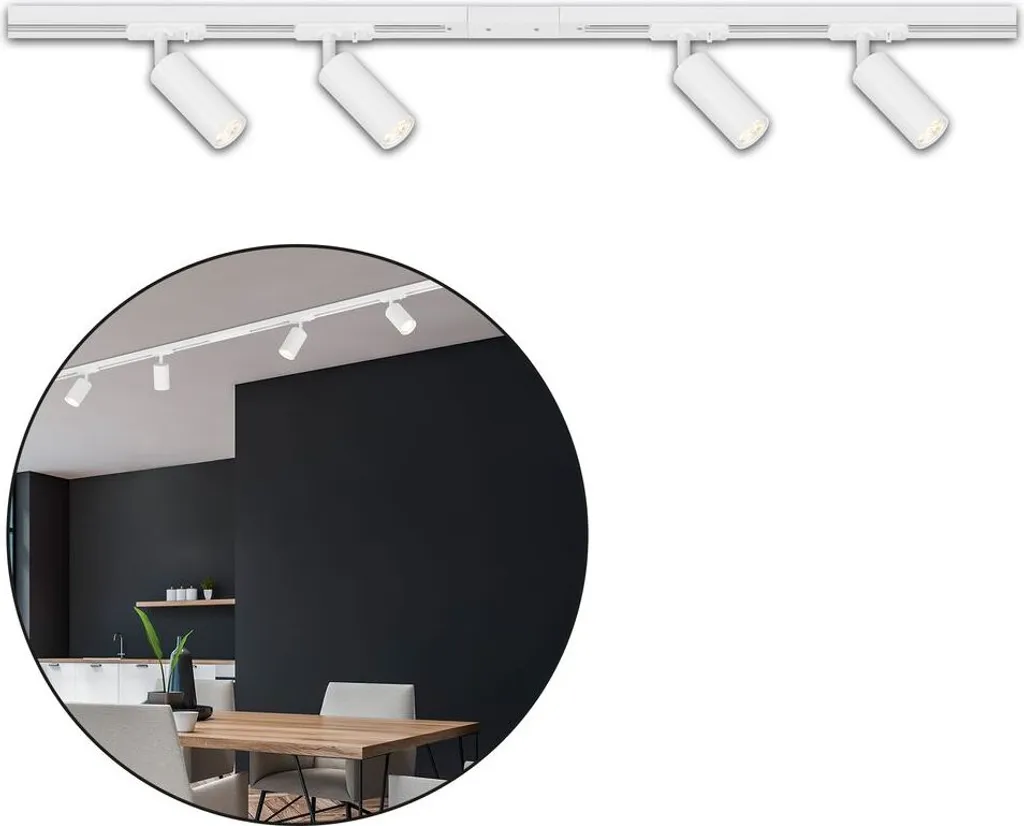 Briloner Rail Système Set Complet 4 LED Spots Gradables Blanc 1,5m