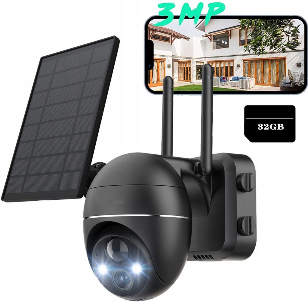 ZREE 2K Solar Überwachungskamera Aussen Akku, 355°/140° Pan Tilt Kabellose Wlan IP Kamera mit Farbnachtsicht, Sirene/Weißlichtalarm, 2-Wege-Aud...