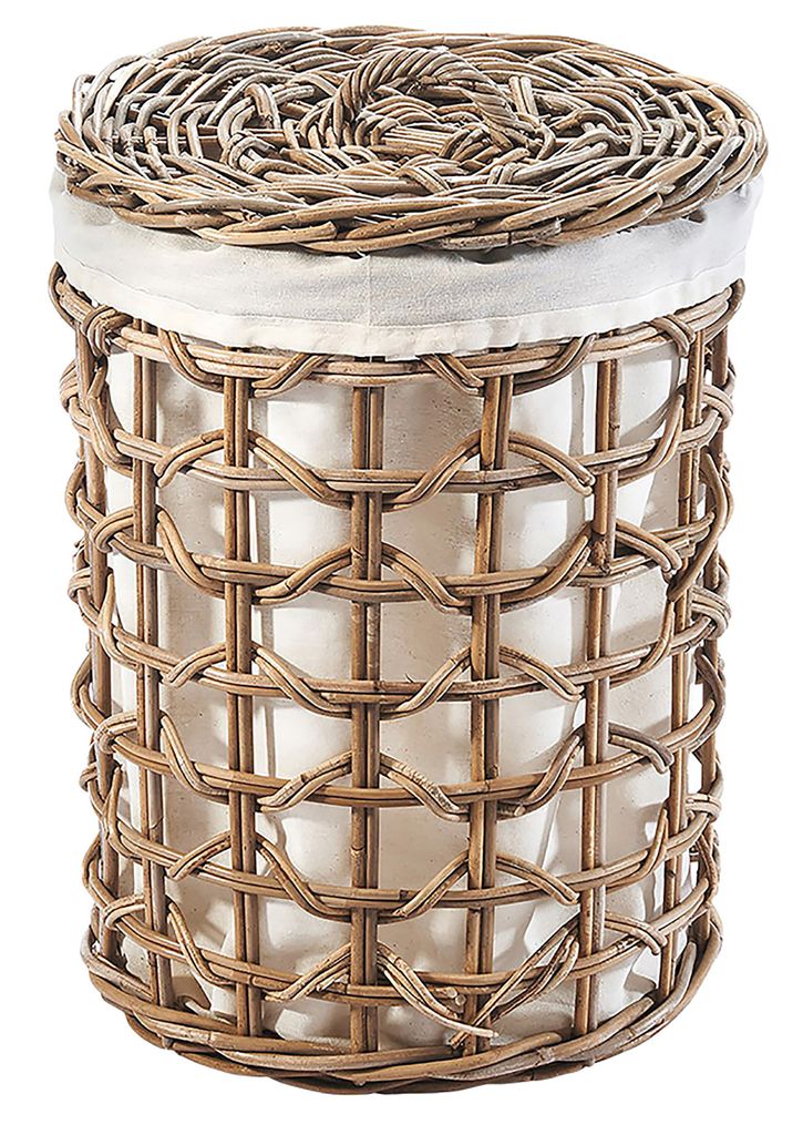 Kobolo Wäschebehälter PLAIT aus Rattan - Kubu grey - 42x42x54 cm - Wäschesammler Aufbewahrung Ordnung Wäsche Korb Truhe Beutel Box washbox big ...