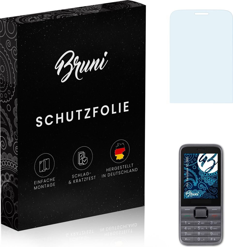 Bruni Basics-Clear 2x Schutzfolie kompatibel mit Swisstone SC 560 Folie