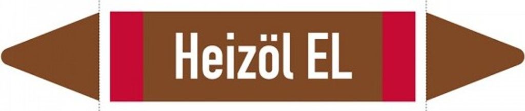 Aufkleber I Rohrleitungsetikett Heizöl EL, DIN 2403, braun/weiß/rot, f. Ø 40-...