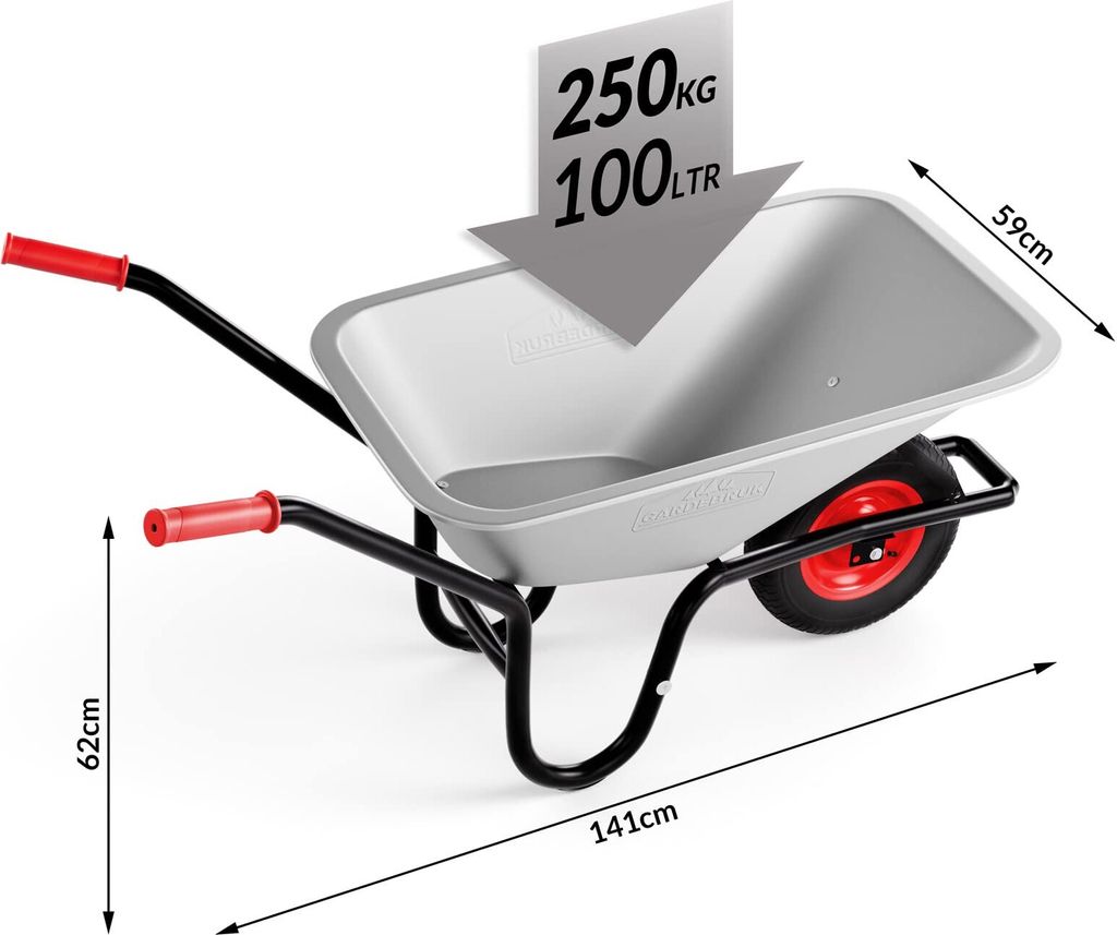 GARDEBRUK® Schubkarre 100 Liter bis 250kg Luftreifen mit Produktbild 15