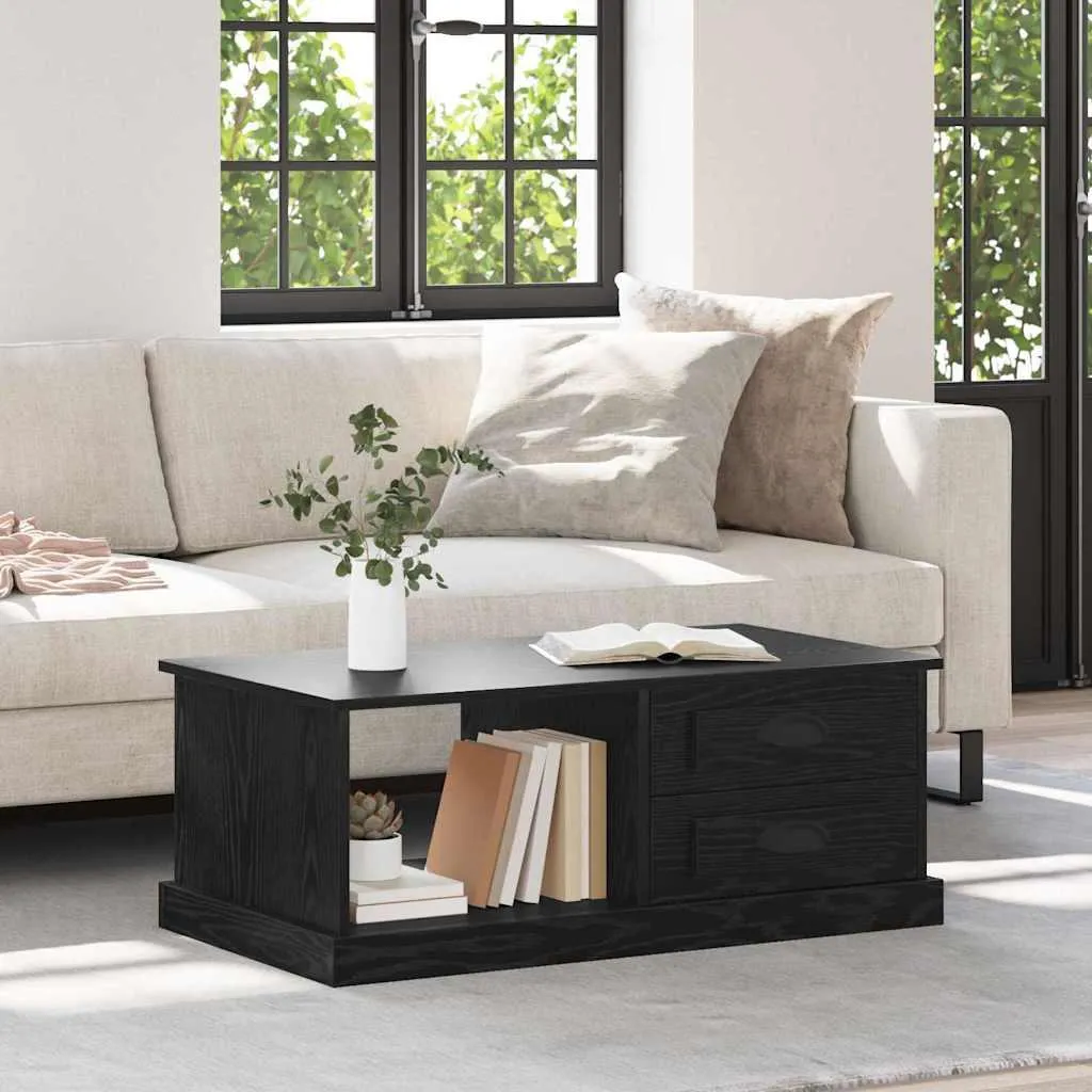 SYFAX Tavolino Rovere Nero 90x50 con Cassetto | Design Moderno Salotto - 3