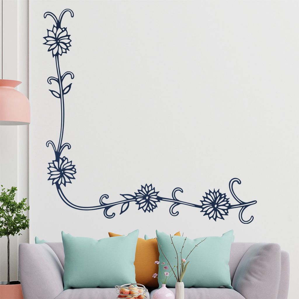 Blumen - Ranken Wandtattoo in 6 Größen - Wandaufkleber Wall Sticker - Dekoration, Küche, Wohnzimmer, Schlafzimmer, Badezimmer