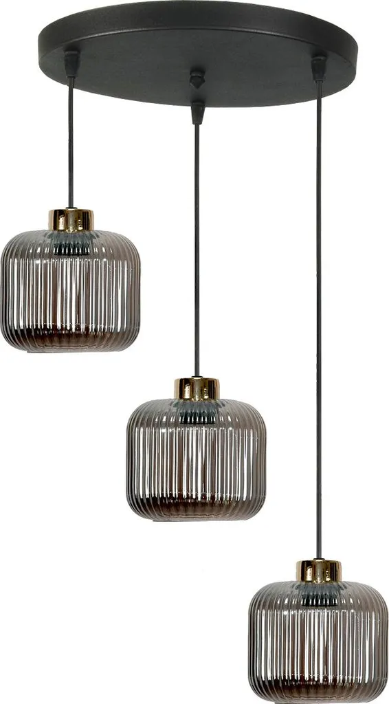 Lampada Sospesa Korn 14-972 Nero Vetro Grafite | E27 Sospensione