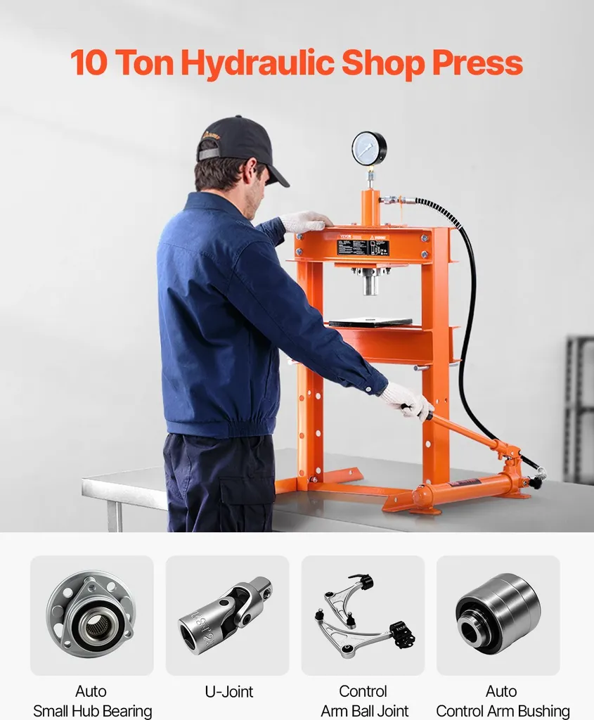 Presse hydraulique 10t avec plaque de pressage en acier robuste - 2