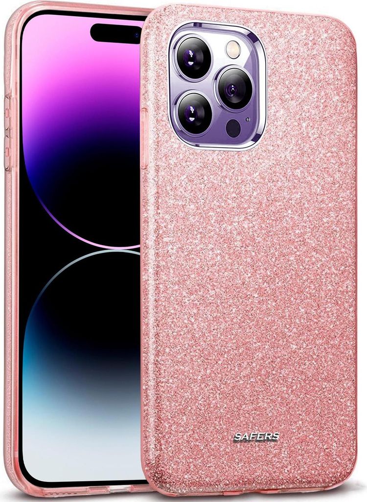 Handy Case für Apple iPhone 14 Pro Hülle Glitzer Cover TPU Schutzhülle, Rosegold