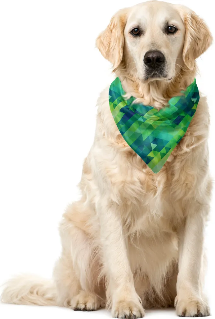 ABAKUHAUS Bandana per animali domestici con motivo a mosaico, triangoli monocromatici verdi, 55x55 cm, multicolore