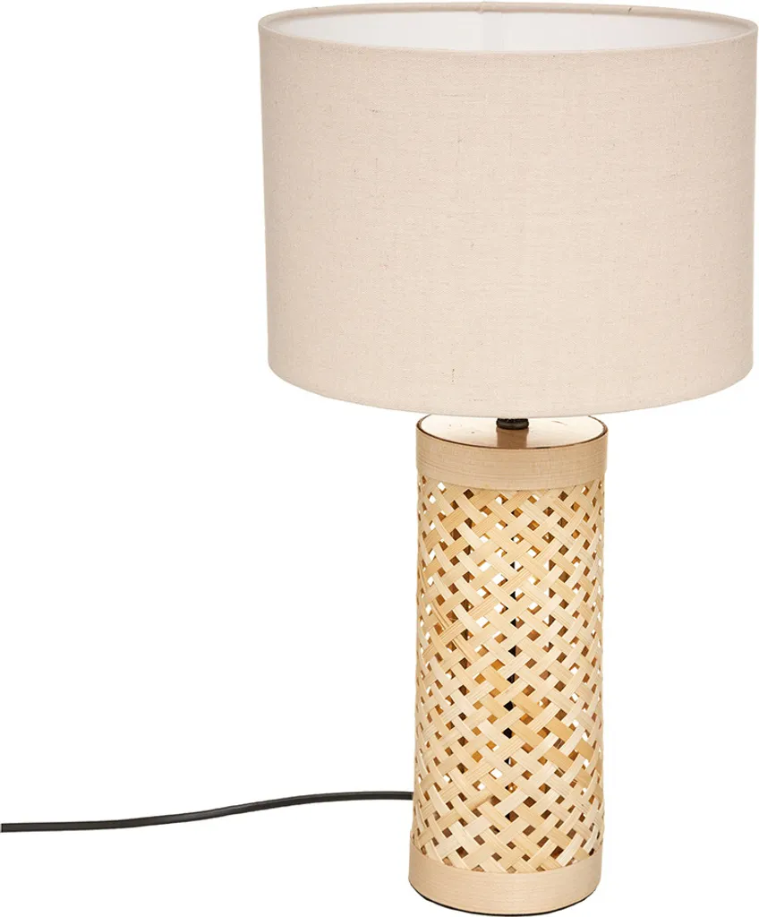 Lampe de table Abella Beige Eazy Living - Abat-jour Textile et Pied Mat
